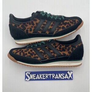 New Adidas SL 72 Leopard Print Real Fur Black Size U.S Women’s 6.5 JI0187 NB